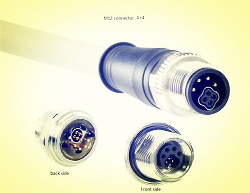 M12 connector 4pins power and 4pins signal