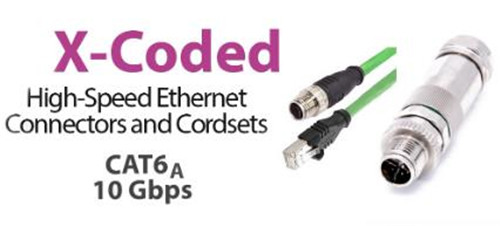 Industrial M12 8pins X-coded crimping terminal connector