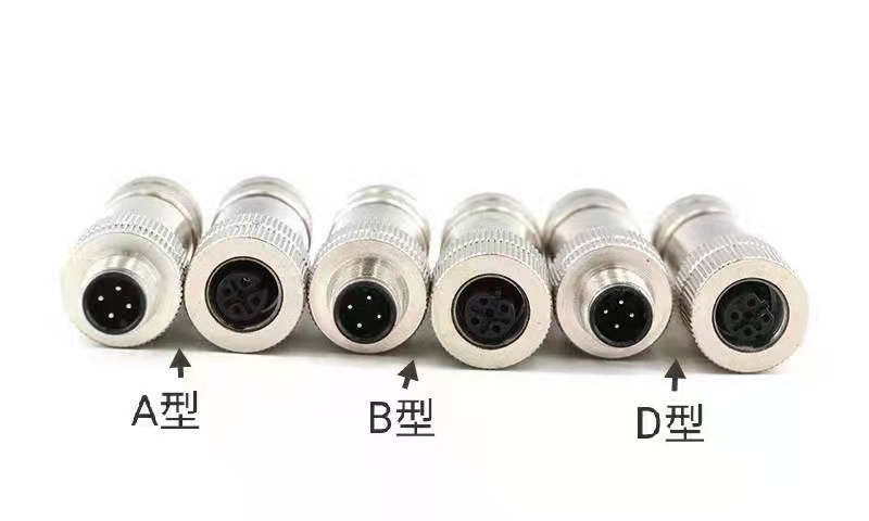 Industrial M12 connector type A, B and D metal assembled IP67 connector
