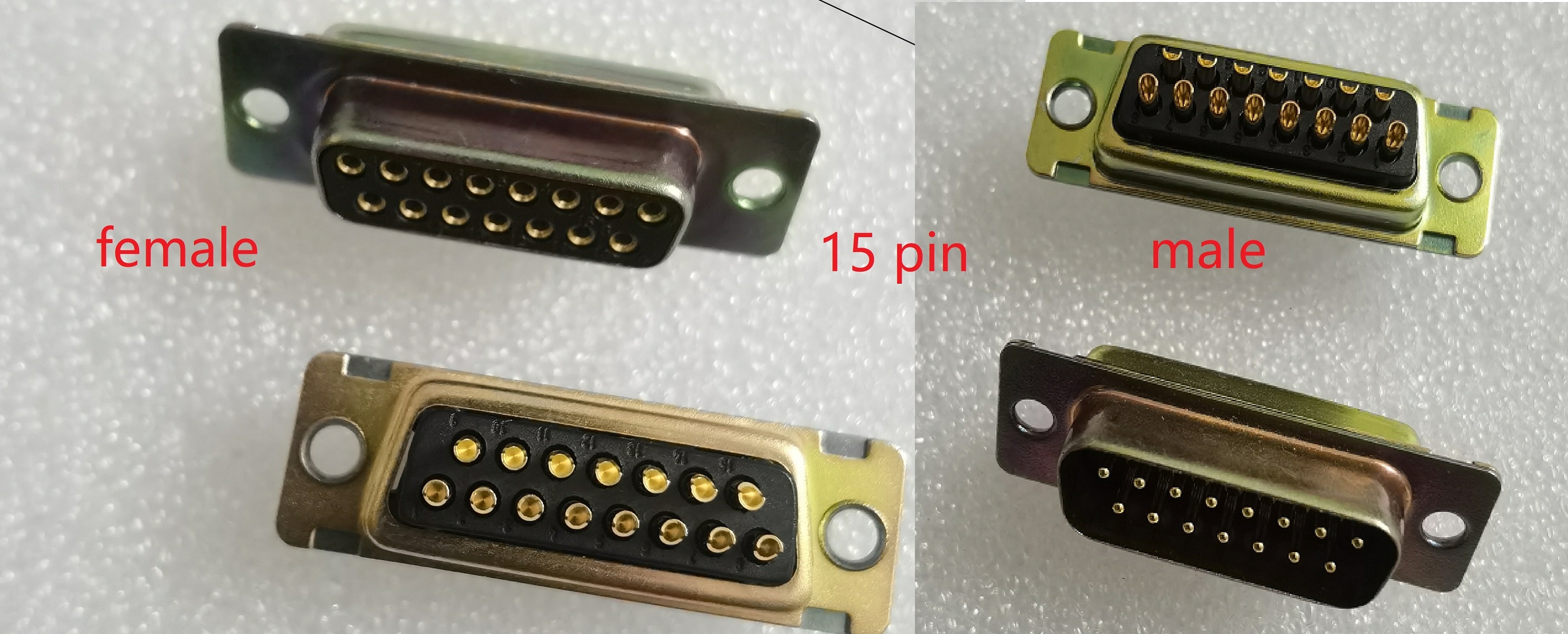 D-sub rectangular connector 15pin male 15pin female connector salt spray 500H