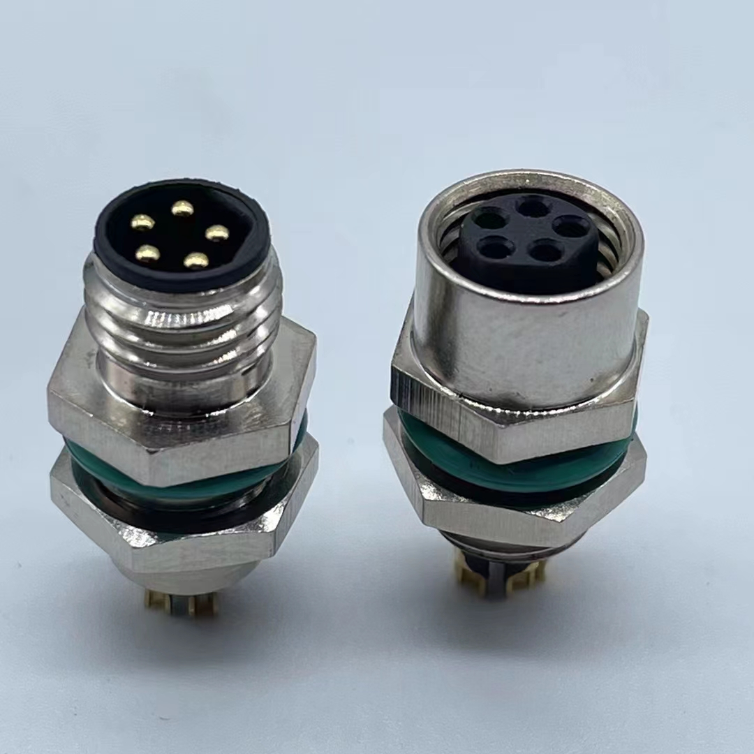 Industrial M8 male female 5pin panel mounting connector waterproof connector