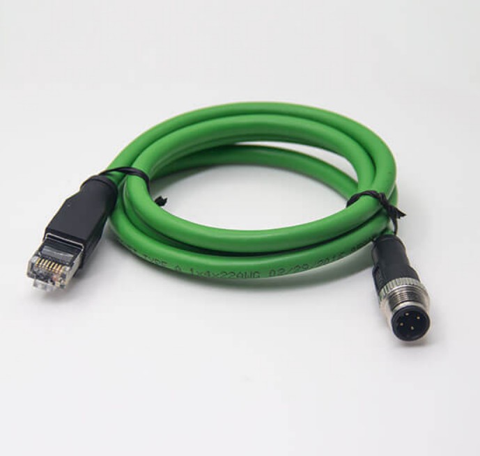 工业双绞线接头高柔网线水晶头RJ45连接器对M12连接器D编码工业设备