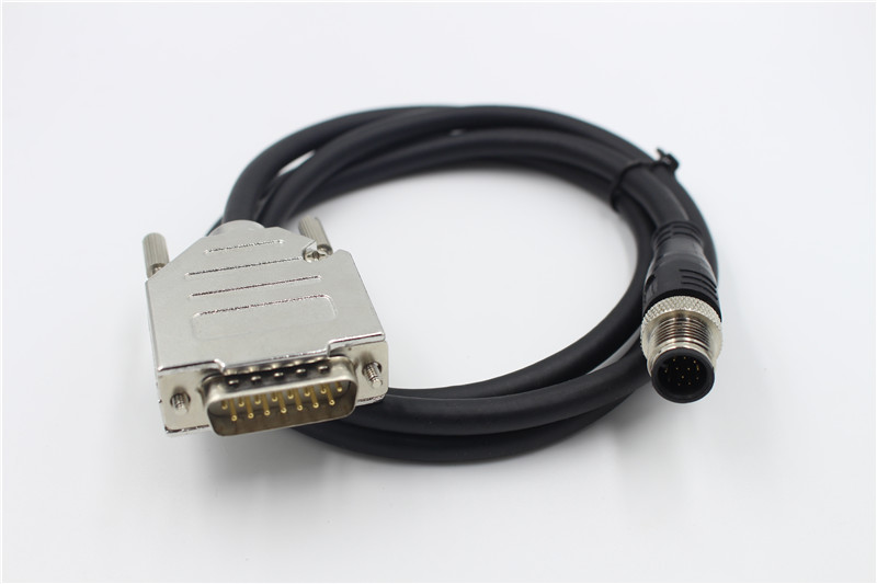 DB15pin公头对M12连接器12针公头连接线5M视频信号传输
