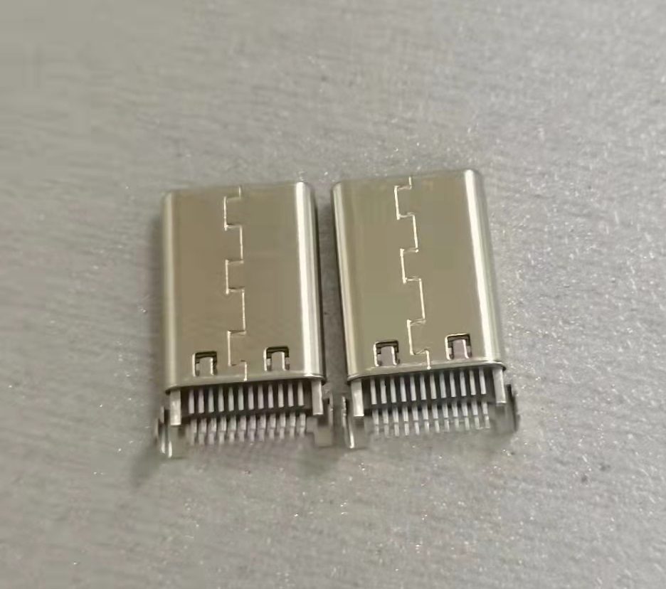工业USB C 公头满PIN连接器PCB夹板式公头线端连接器