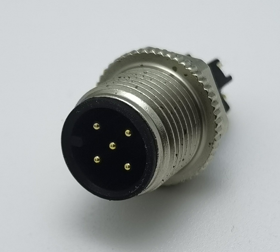 M12连接器公头A code 5pin 防水圆形连接器