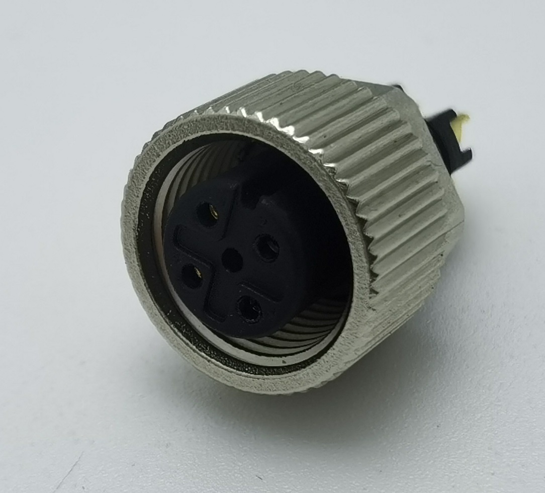 M12 A型抗震圆形连接器防水5pin母头工业连接器自由配线