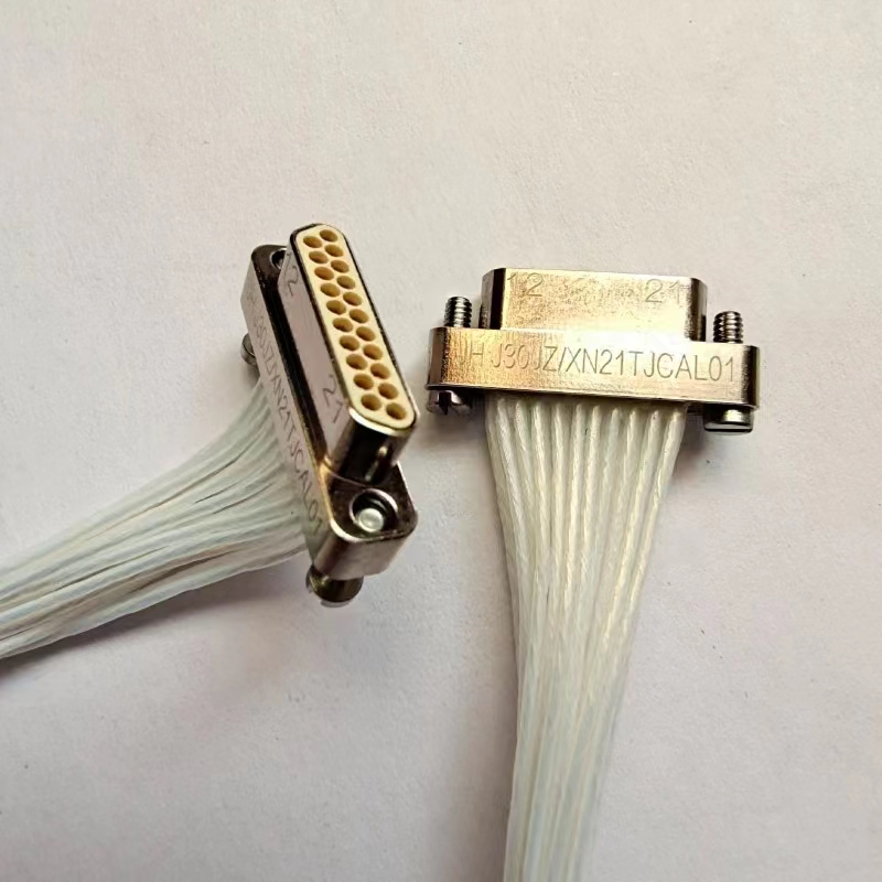 工业微小矩形J30JZXN21 pin金属矩形连接器电缆