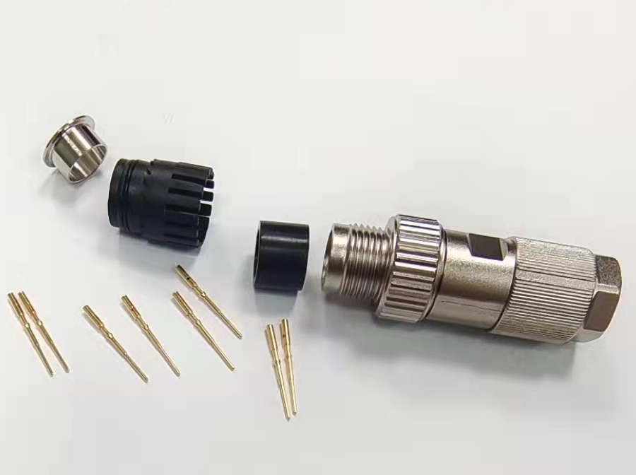 M12 x-8pin metal rail transit crimping connector