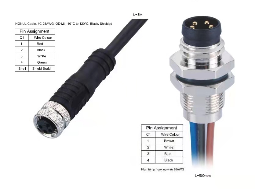 Industrial M8 connector sensor M8 water proof wire 4Pin IP67 cable