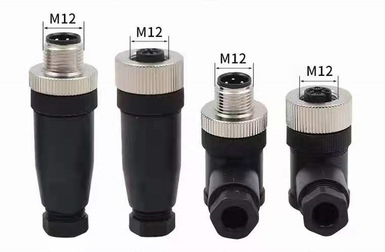 Industrial M12 connector assembly plastic body connector