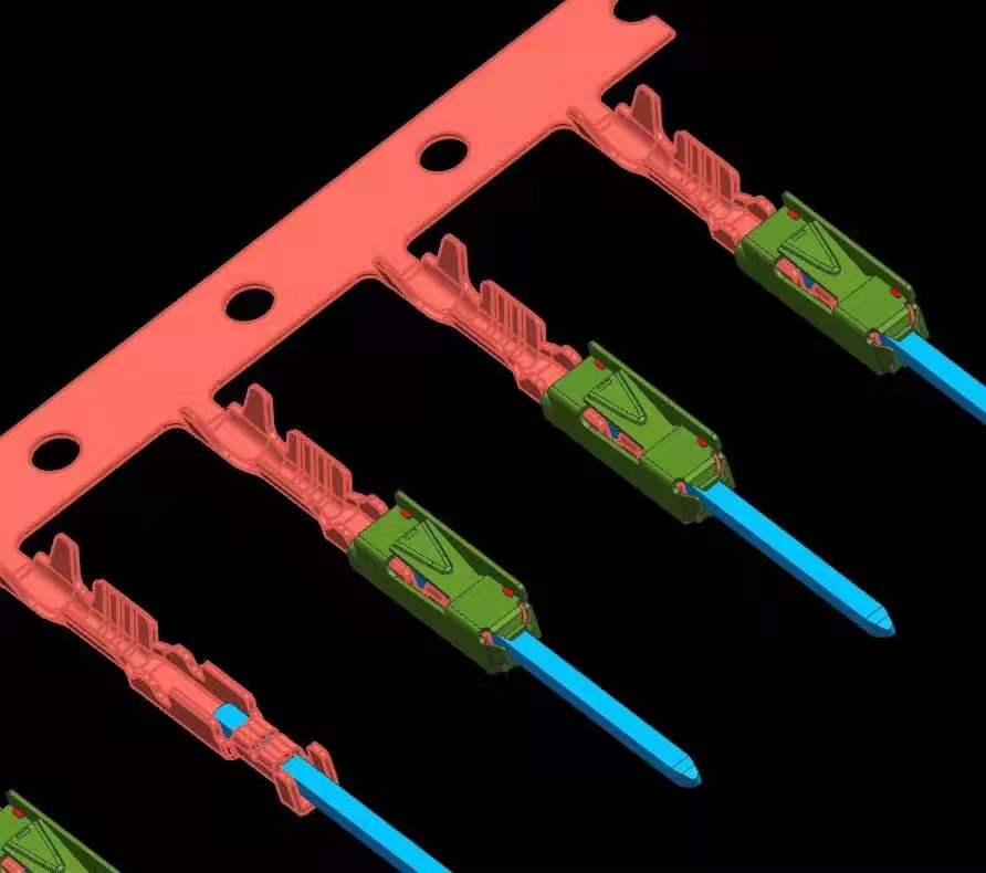 Industrial connector terminal stamping continuous die terminal