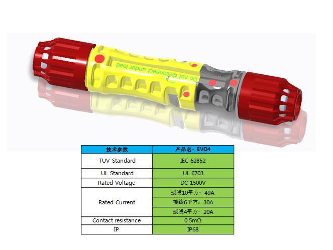 Photovoltaic power generation MC4-EVO4 waterproof  PV connector 30a-50a