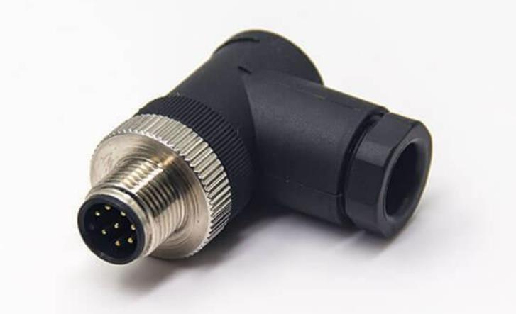 Industrial M12 connector plastic A coded 8pin 90 degree angle connector