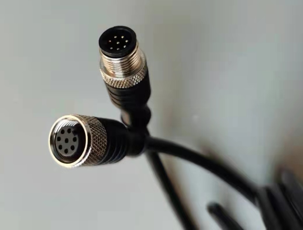 M12 connector 8pins A coded male and female waterproof connector with wire