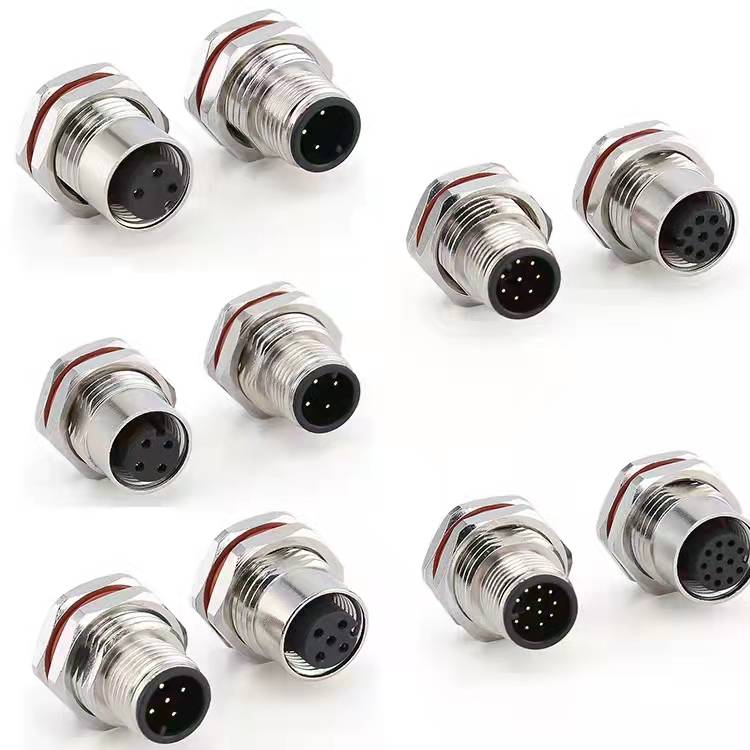 M12 connector circular board end installation A 3pin 4Pin 5pin 8pin 12Pin