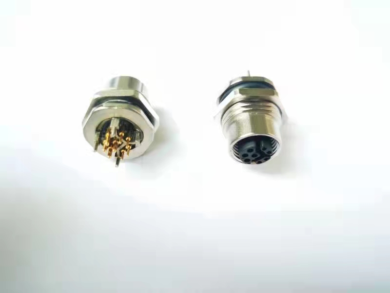 Industrial M12 connector y-code 4 + 4 network signal hybrid connector