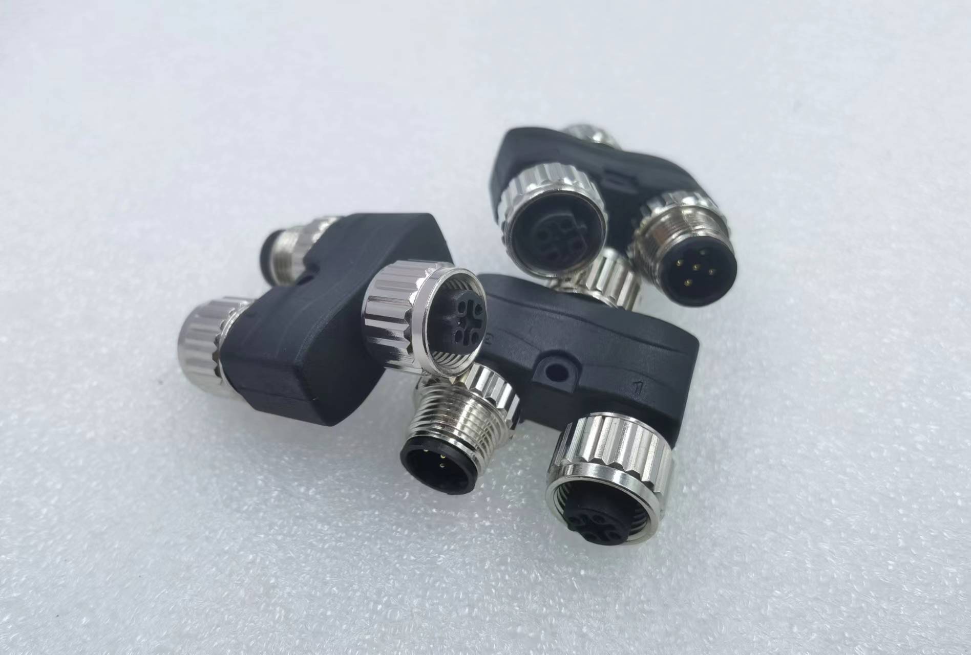 M12 Industrial connector type B of T shielded 2 female 1 male IEC61076 connector