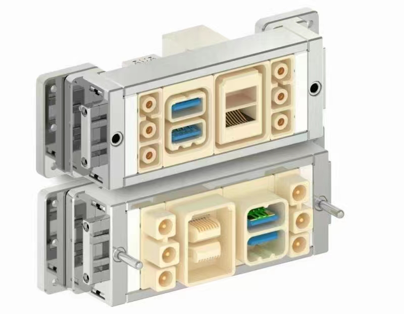 Industrial USB double-layer RJ45 hybrid high current board to board installation