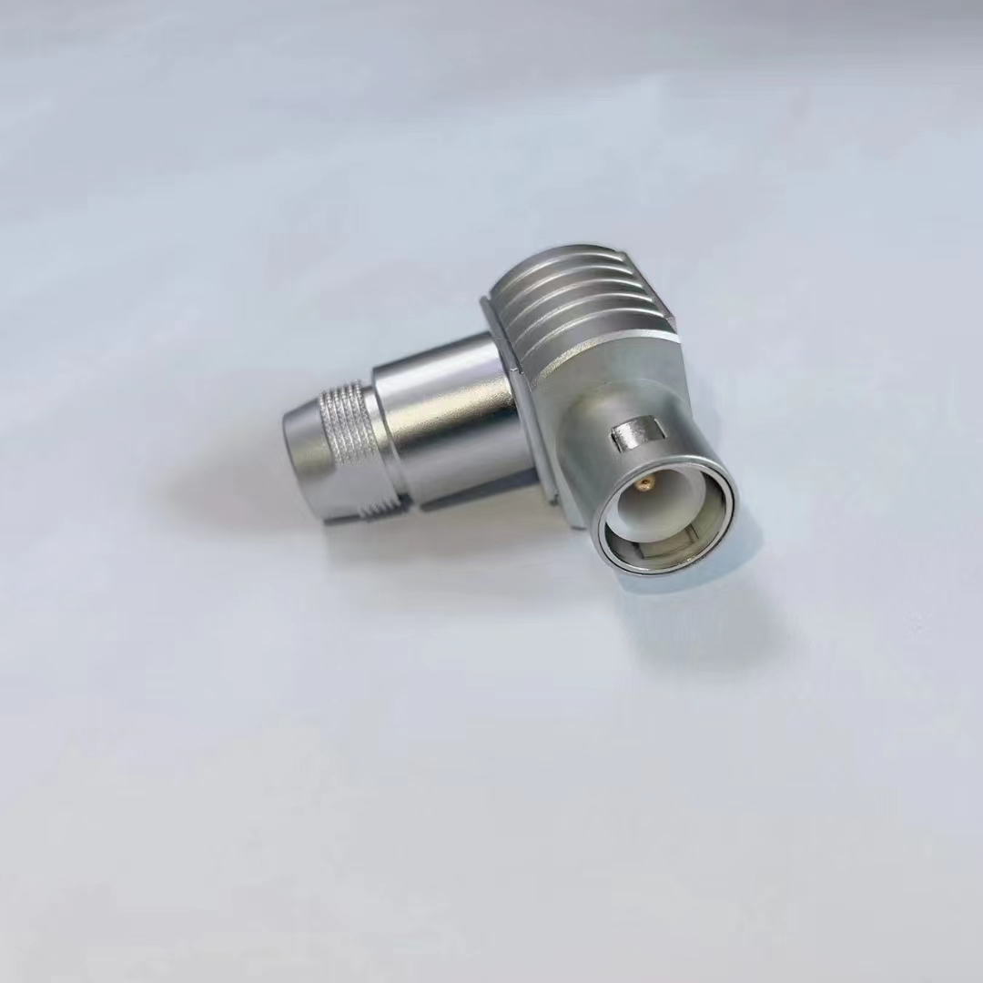 Coaxial 90 degree metal right angle connector push-pull connector