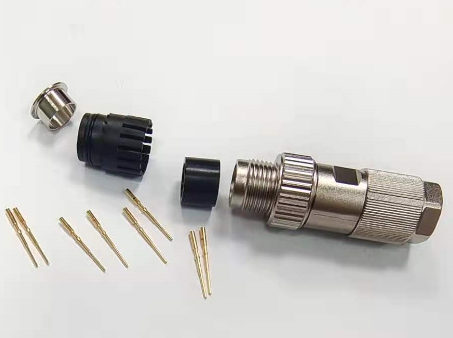 M12 X-8pin金属轨道交通压接式连接器