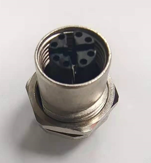 M12 X 8pin 前锁母头工业防水连接器