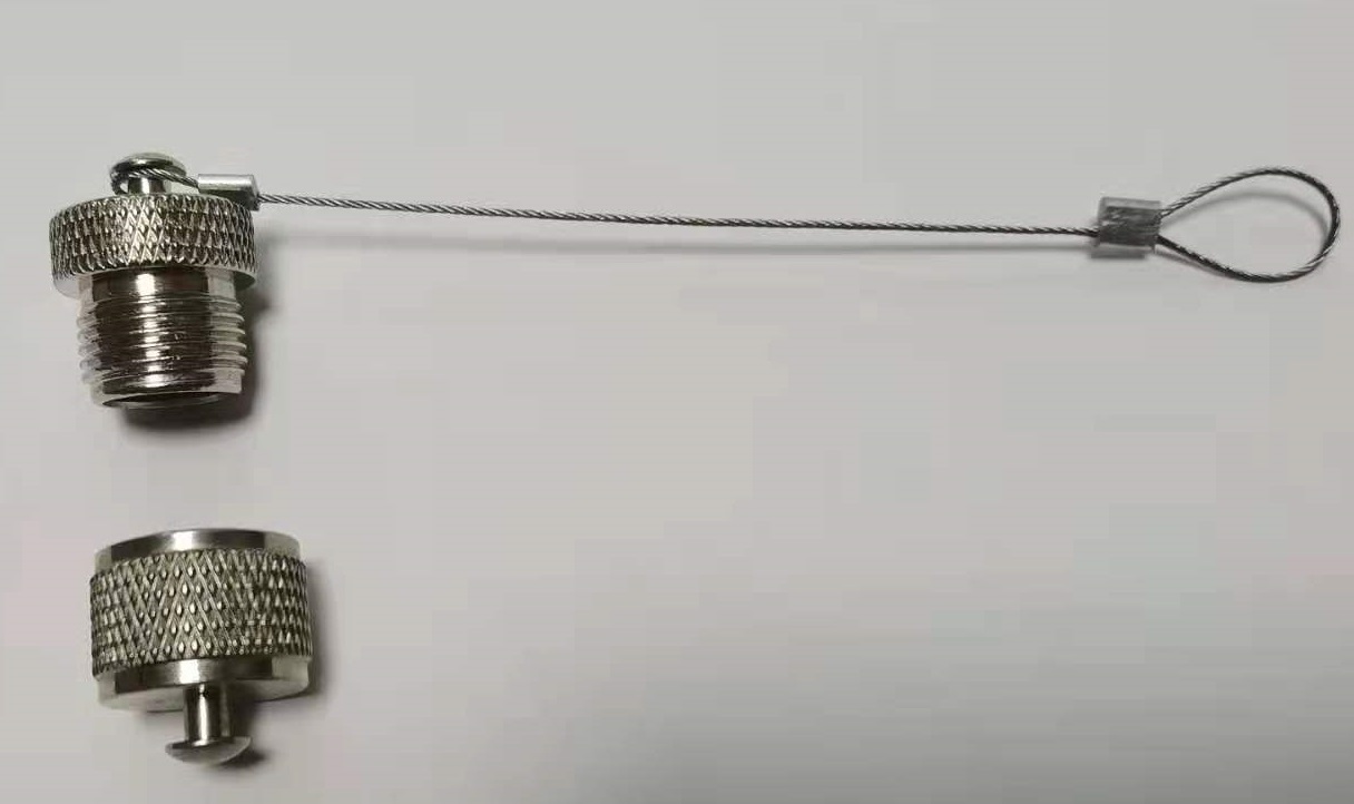 工业M12连接器金属材质防水帽子带链条