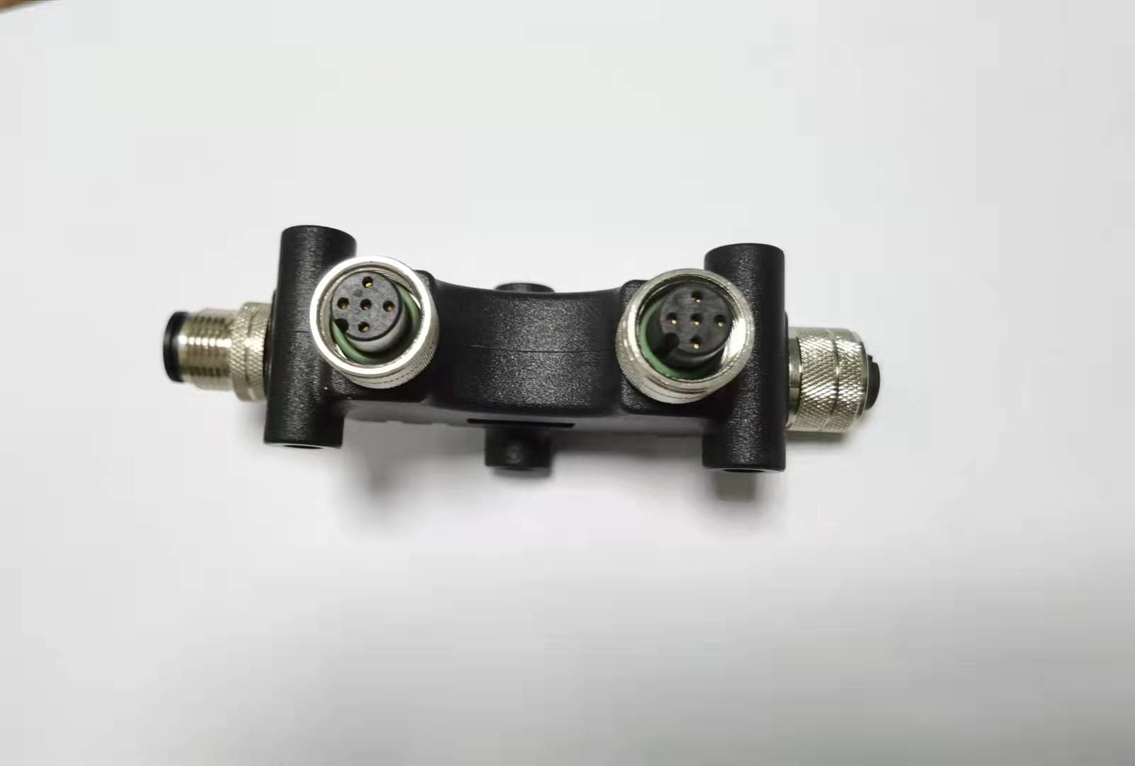 M12 a编码工业连接器Can总线3路接头1外螺纹公头输入-3内螺纹母头输出连接器