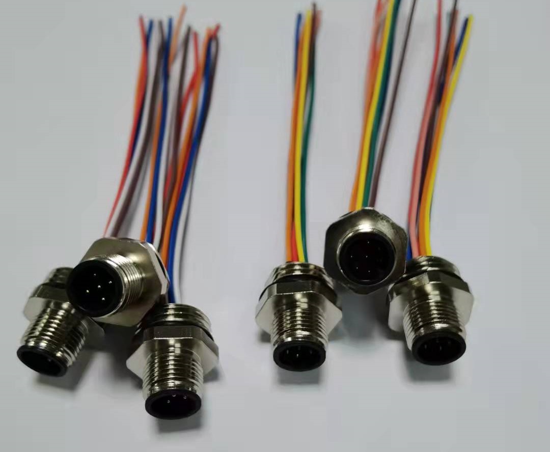 工业连接器M12 5pin 8pin A coded 板端后锁连接器