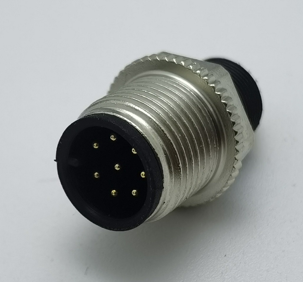 工业M12 A coded 8pin 公头连接器注塑连接器线端