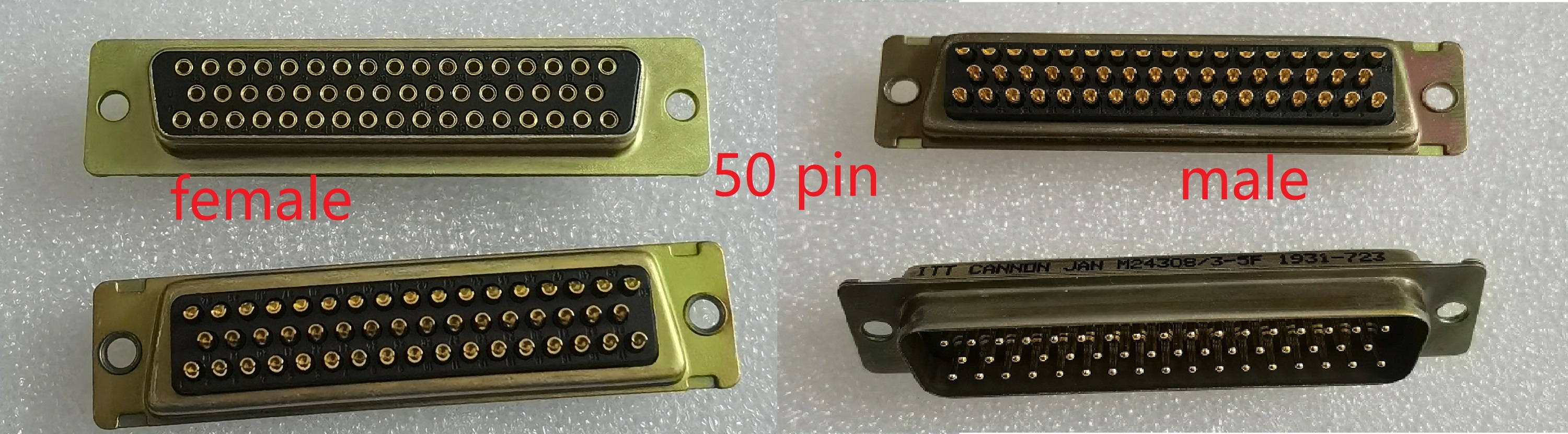 工业矩形50pin D-SUB 公头母头连接器焊线杯口M243083-5F