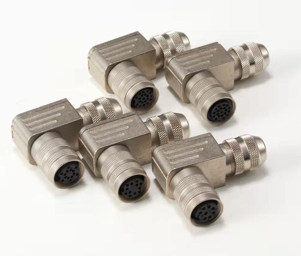 工业C091连接器Miniature connector 金属屏蔽M16连接器弯头连接器